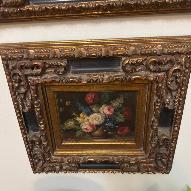 Vintage Floral Still Life Oil Painting Antique 19th-Century Floral Oil Painting C. 1880 in Gilt Frame For Sale - Image 4 of 5