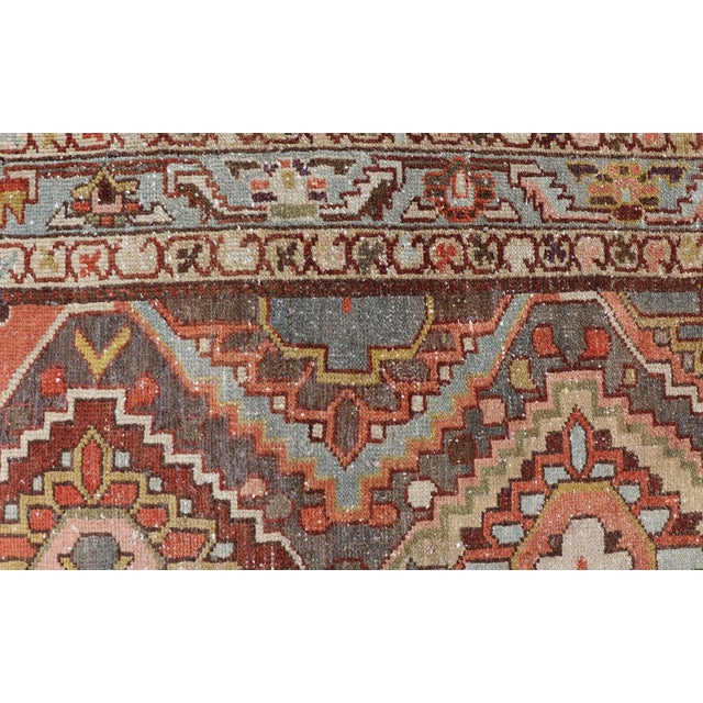 Textile Antique Persian Bakhtiari Runner With Geometric Medallions in Taupe and Rust For Sale - Image 7 of 13