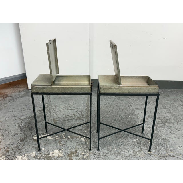 Metal Arteriors Home Lisa Luby Ryan Collection Metal Storage Side Tables, Pair For Sale - Image 7 of 12