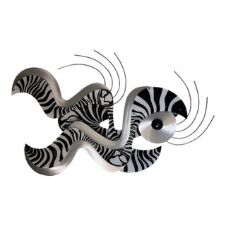 Large 1980s Shlomi Haziza Postmodern Abstract Zebra Wall Art Sculpture For Sale