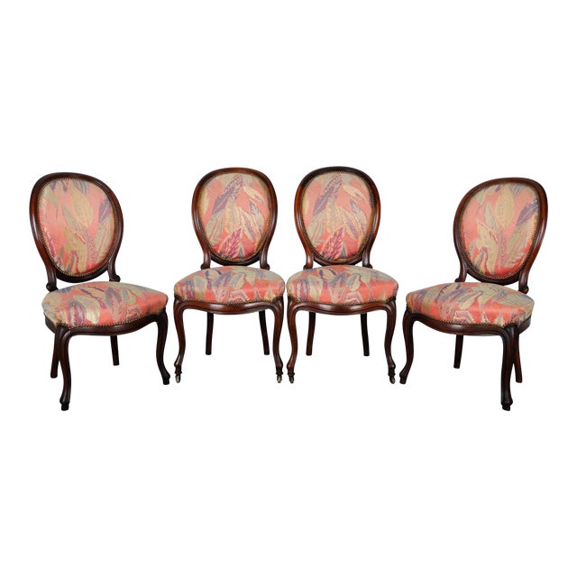 Set Of 4 1950 S Louis Xvi French Medallion Rosewood Dining Chairs Chairish