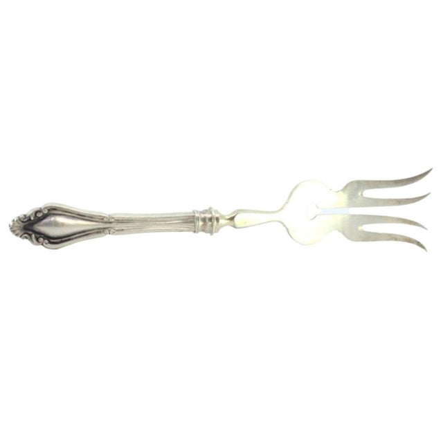 Silver Silver Fish Serving Fork with Raised Handle Grooves For Sale - Image 8 of 8