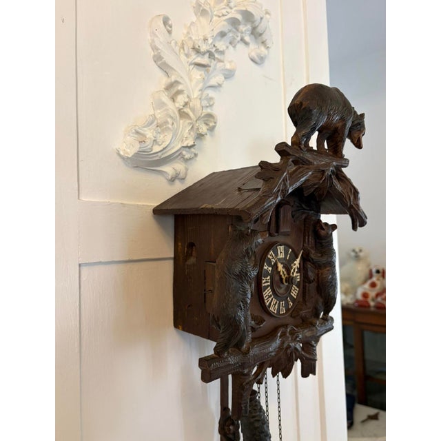 Antique Black Forest Carved Bear Cuckoo Clock, 1880 For Sale - Image 6 of 18