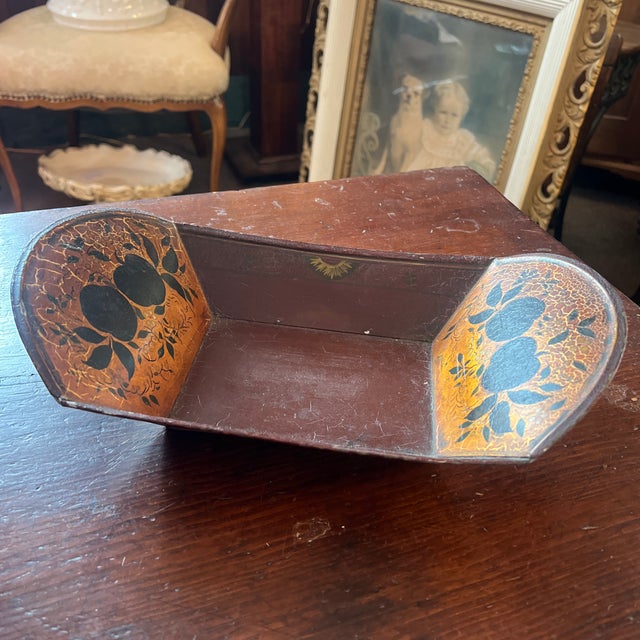 19th Century Toleware Hand Painted Bread Metal Bowl Basket For Sale - Image 9 of 9