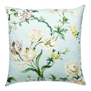 The House of Scalamandré Botanical Garden Pillow, Celadon For Sale