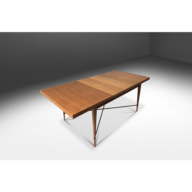 Mid-Century Modern Rare Mid-Century Modern Expansion Dining Table Attributed to Paul McCobb for Calvin Furniture W/ Brass X Base, Usa, C. 1950s For Sale - Image 3 of 10