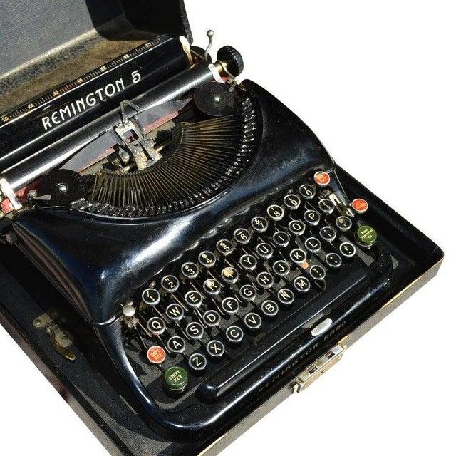 Vintage Remington Rand Model 5 Typewriter With Portable Carrying Case For Sale In Houston - Image 6 of 10