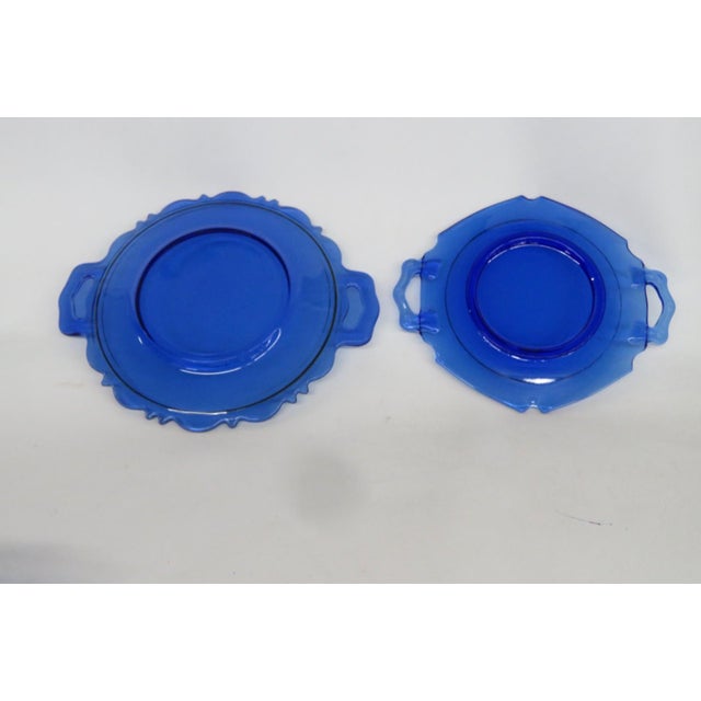 Early 20th Century Le Smith Mount Pleasant Cobalt Blue Glass Plates With Handles Set of Five For Sale - Image 12 of 18
