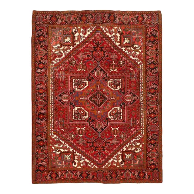 1950s Persian Antique Hand Knotted Heriz For Sale
