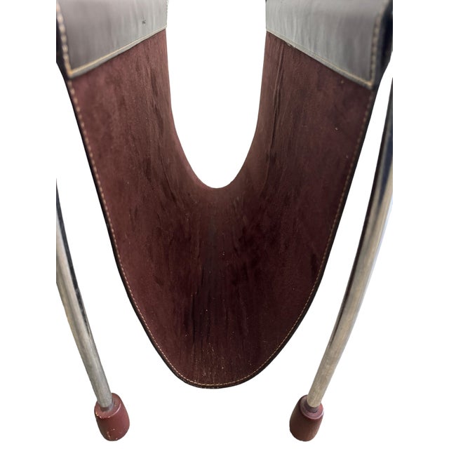 Brown 1990s Swing Leather and Chrome Magazine Rack For Sale - Image 8 of 9