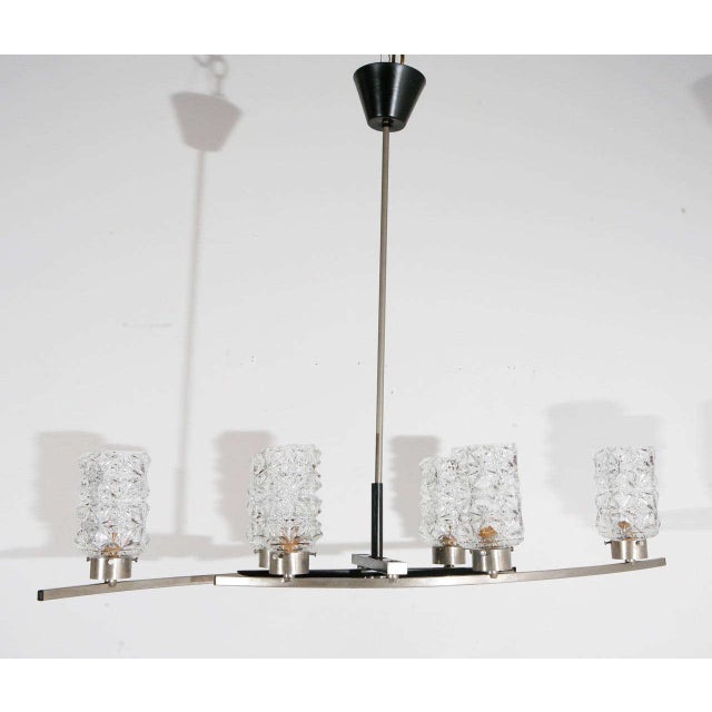 Transparent 1960s Modernist Italian Glass & Brushed Nickel Fixture For Sale - Image 8 of 8