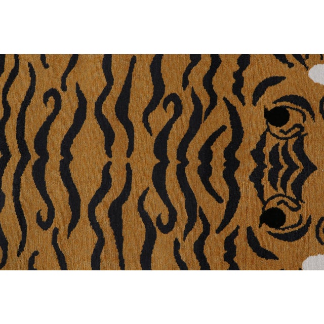 2010s 2010s Rug & Kilim’s Tiger-Skin Rug in White With Gold & Black Pictorial For Sale - Image 5 of 8