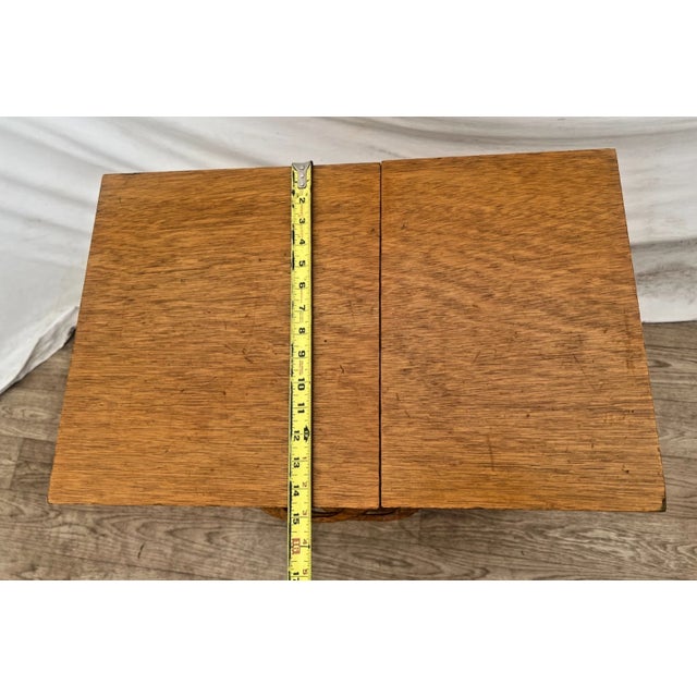 Brown Mid Century Sewing Artist Cabinet, Four Drawers, Top Storage Bins, Expanding Top For Sale - Image 8 of 11