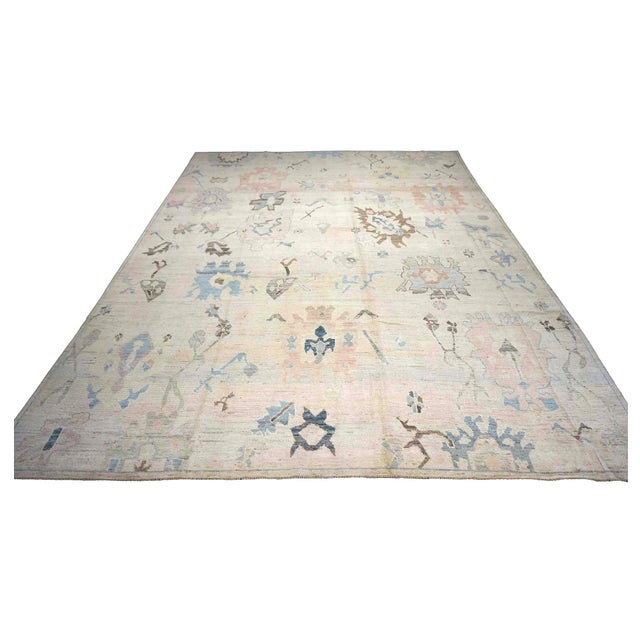 21st Century Turkish Oushak 11X15 Ivory, Brown & Slate Blue Handmade Area Rug #1144196 For Sale - Image 4 of 11