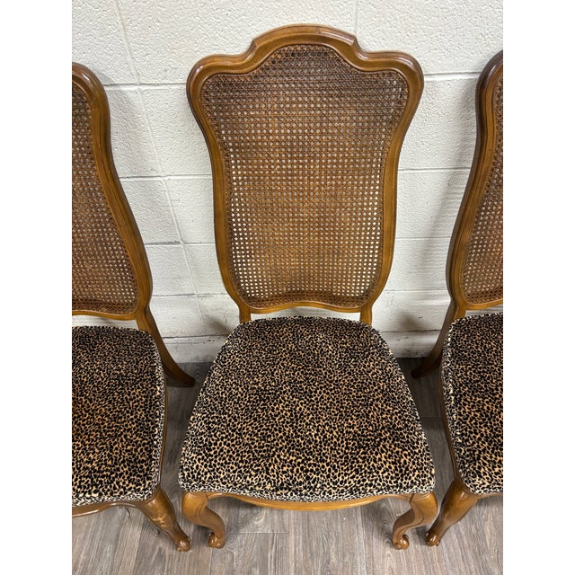 Vintage French Provincial Louis XV Style Caned Back Dining Chairs - Set of 4 For Sale - Image 4 of 13