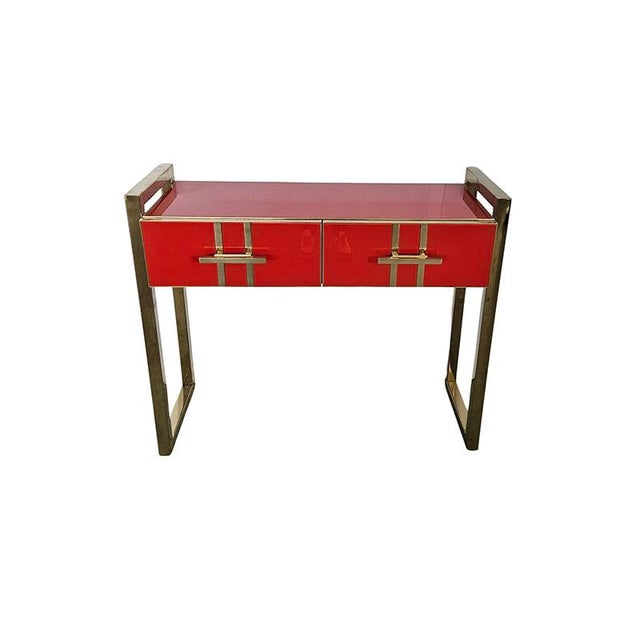 1980s Glass Console with Two Drawers, 1980s For Sale - Image 5 of 8