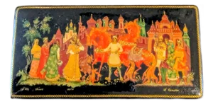 Palekh Lacquer Box by Artist G. Kamardin Dated 1985
