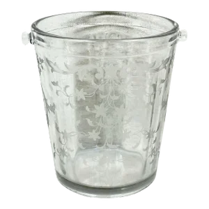 Vintage Floral Etched Glass Ice Bucket