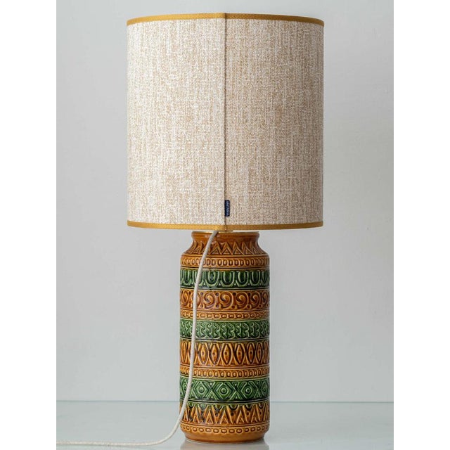 1970s Ochre and Green Ceramic Table Lamp from Bay Keramik, 1970s For Sale - Image 5 of 14