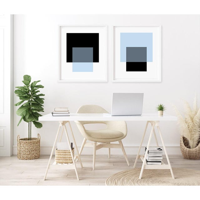 "The Interaction of Powder Blue and Black" by Liz Roache (blue and black) This Modern, Mid Century, Contemporary Fine Art...