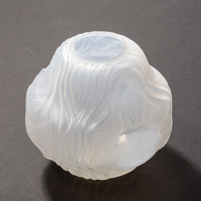 Art Deco Molded & Frosted Glass Vase With Aquatic Motif by André Hunebelle For Sale - Image 18 of 18