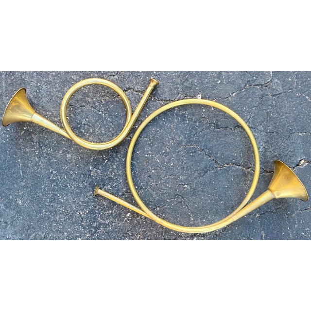 1980s Vintage Holiday Brass Horn Decor, Set of 2 For Sale - Image 6 of 6