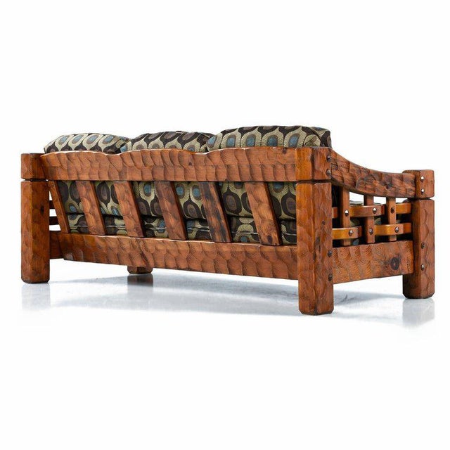 Solid Pine Rustic Log Cabin Sofa by Null Chairish