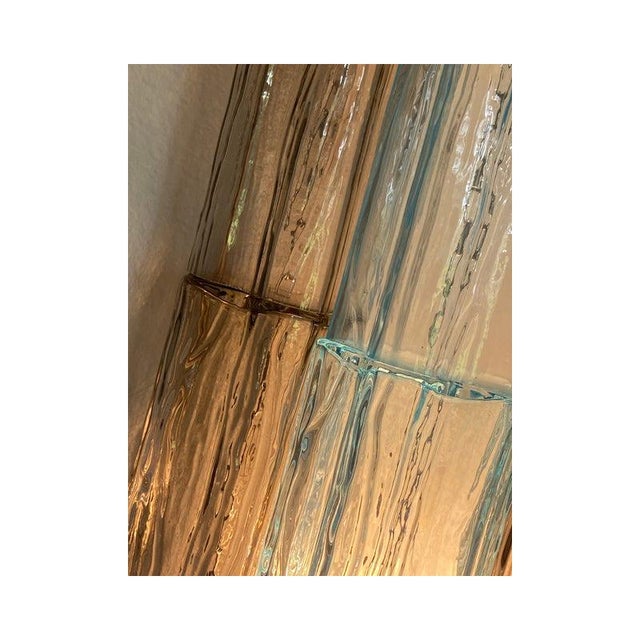 Blue Grey and Light-Blue Murano Glass Tronchi Sconces by Simoeng, Set of 2 For Sale - Image 8 of 11