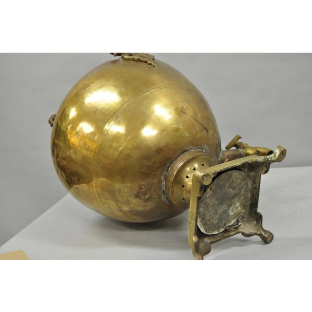 Antique Middle Eastern Moroccan Giant Brass Bulbous Samovar With Handles For Sale - Image 14 of 14