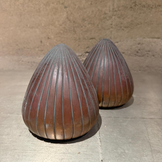 Metal Ben Seibel Copper Clam Shell Bookend Set, Mid-Century Modern, 1950s For Sale - Image 7 of 7