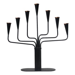 Mid-Century Black Metal and Copper Candelabra by Gunnar Ander for Ystad Metall, 1960s For Sale