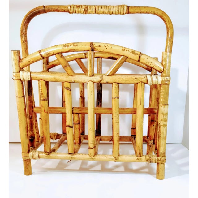 Mid Century Bamboo Magazine Rack Holder For Sale - Image 9 of 9