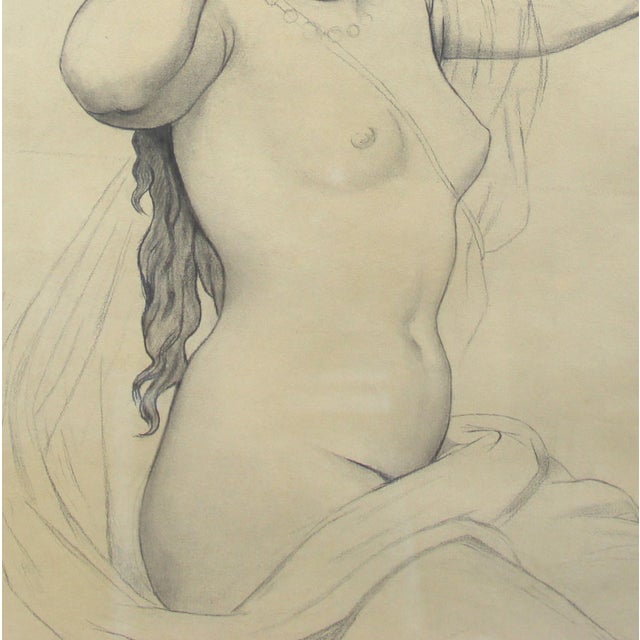 Nude, 20th Century, Grease Pencil on Paper, Framed, in Very Good conditions. Designed 1920 to 1949