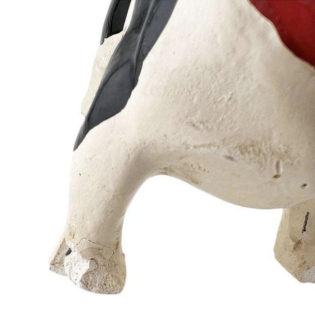 Antique Hand-Painted Boston Terrier Ceramic Dog Statue With Red Collar For Sale - Image 4 of 9