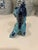 Late 20th Century Vintage Turquoise Blue Ceramic Foo Dog Guardian Lion Figurine For Sale - Image 5 of 8