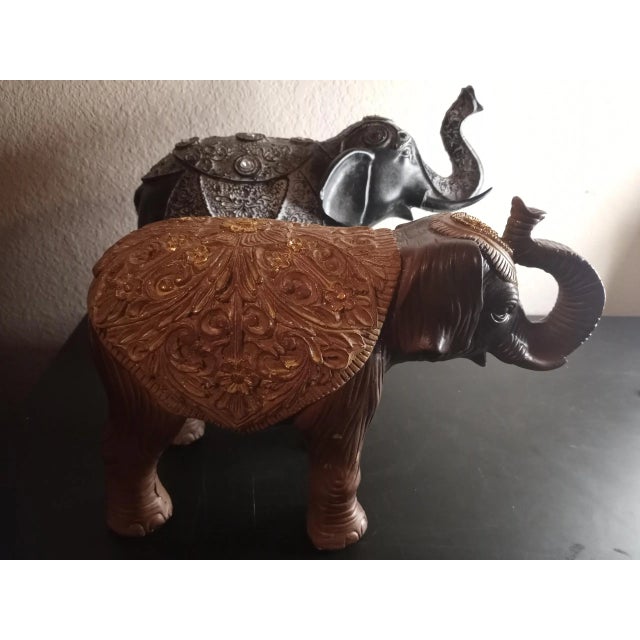 1980s Hand Crafted Resin Circus Elephant Figurine - a Pair For Sale - Image 5 of 7