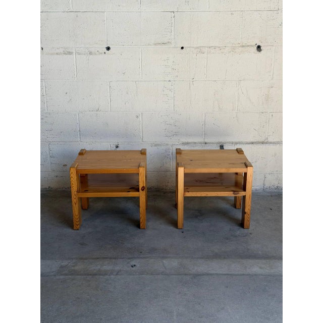 Mid-Century Modern Pair of Vintage Danish Pine Side Tables Scandinavian Modern Nightstands For Sale - Image 3 of 9