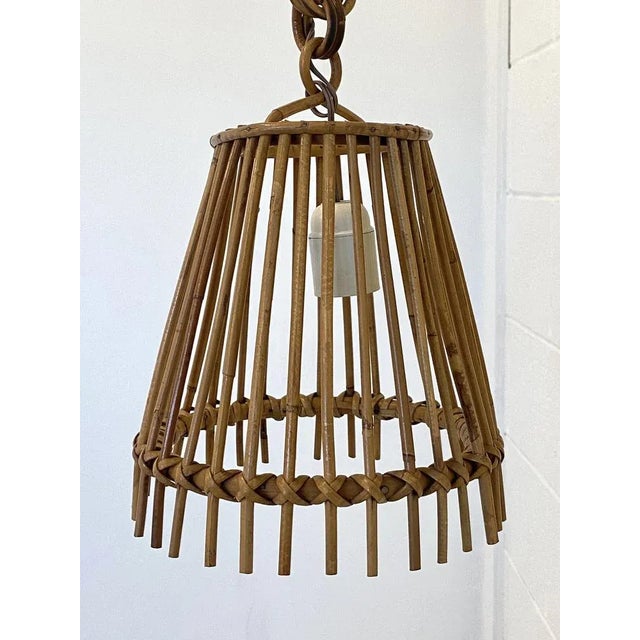 Wall Lamps in Wicker and Bamboo, 1970s, Set of 2 For Sale - Image 6 of 12