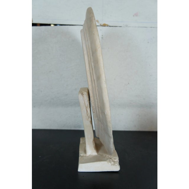 Beige Mid 20th Century Vintage Southwestern Style Chalkware Art Sculpture Charger Plate With Stand For Sale - Image 8 of 12