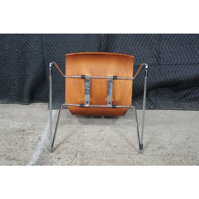 4 Mid Century Scandinavian Modern Bentwood Plywood Stacking Dining Side Chairs For Sale - Image 16 of 18