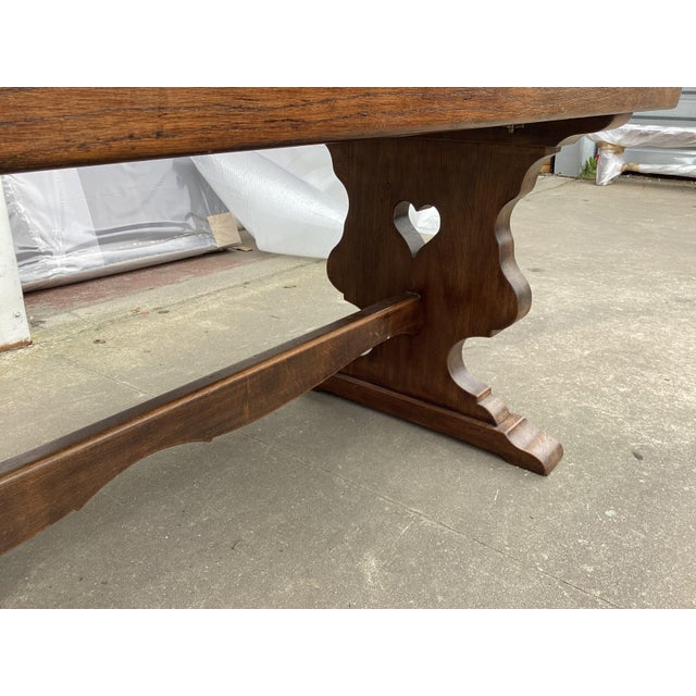 Chestnut French Vintage Solid Oak Monastery Table For Sale - Image 8 of 12