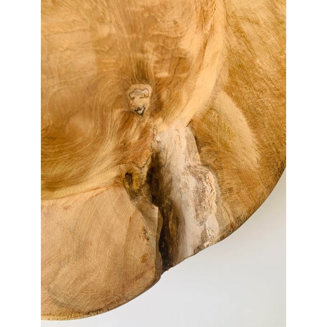 Organic Hand Cut Artisan Large Natural Wooden Bowl For Sale - Image 4 of 8