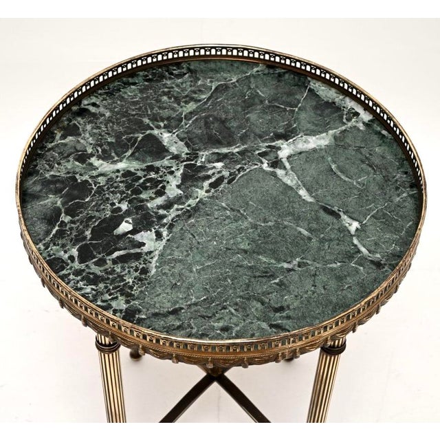 1950s Vintage French Brass and Marble Occasional Side Table, 1950 For Sale - Image 5 of 9