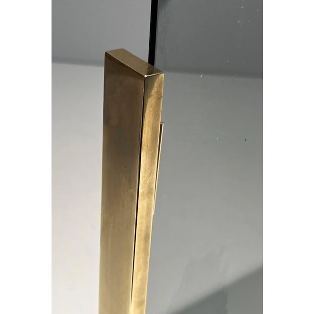 Smoked Glass and Brass Fireplace Screen For Sale - Image 10 of 13