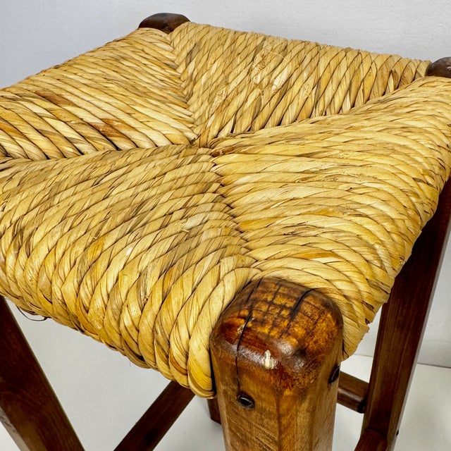 1980s Wood and Straw Bar Stools, Italy, 1980s, Set of 2 For Sale - Image 5 of 8