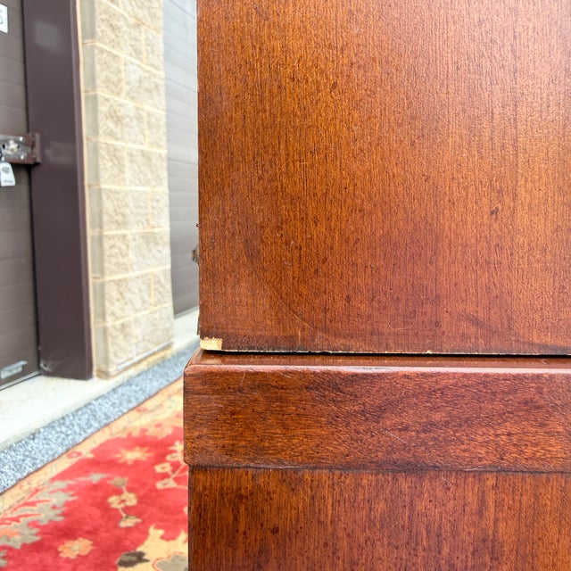 Vintage Lexington French Country / Louis Philippe Cherry 5 Drawer Writing Desk With Bookcase Top For Sale - Image 17 of 18