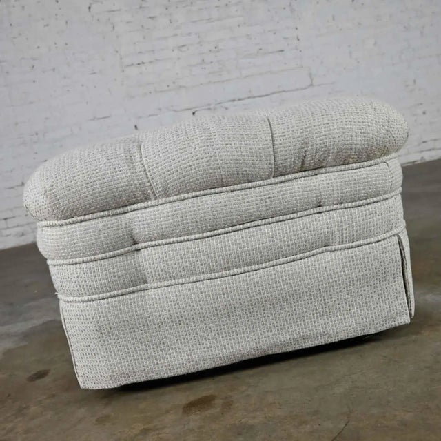 Vintage Brunschwig & Fils St. Andrews Tufted Ottoman in Robert Allen Avanzata Glacier Fabric For Sale - Image 6 of 13