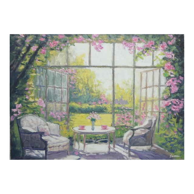 Sean Wu Original Oil Painting of Flower Hall For Sale