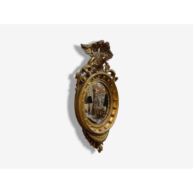 19th Century Federal Style, Giltwood, Convex Mirror, Regency Wall Mirrors, England, 19th C. For Sale - Image 5 of 12