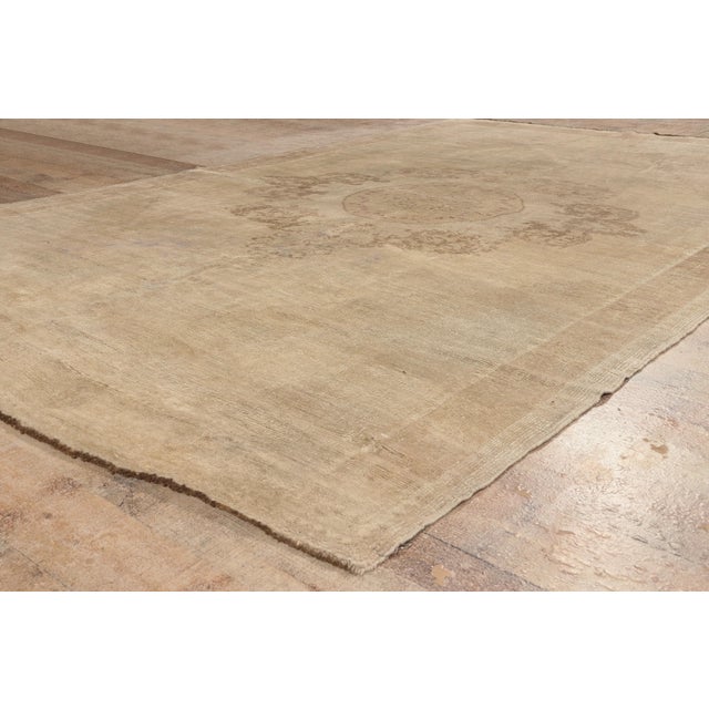 Tan Vintage Turkish Oushak Rug, 07'03 X 11'05 For Sale - Image 8 of 10